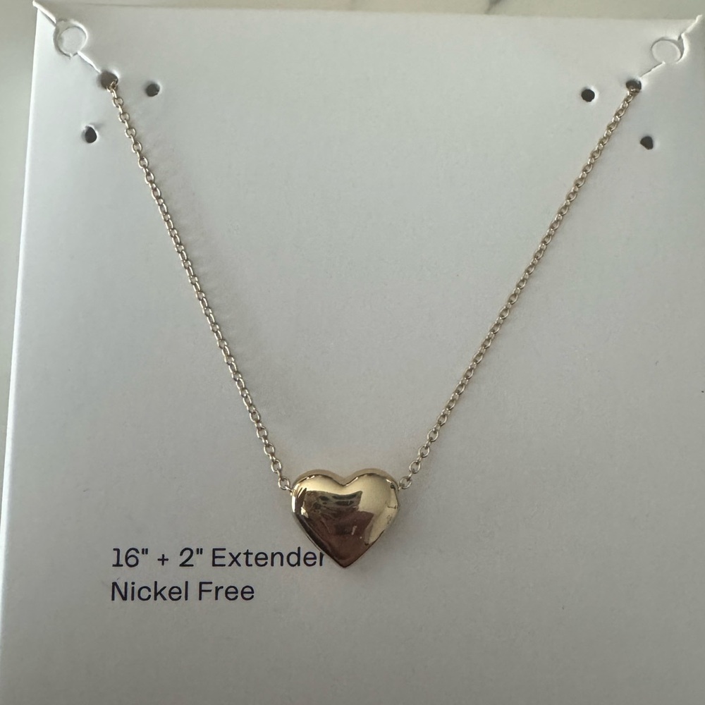 Puffed Gold Heart Pendant Necklace